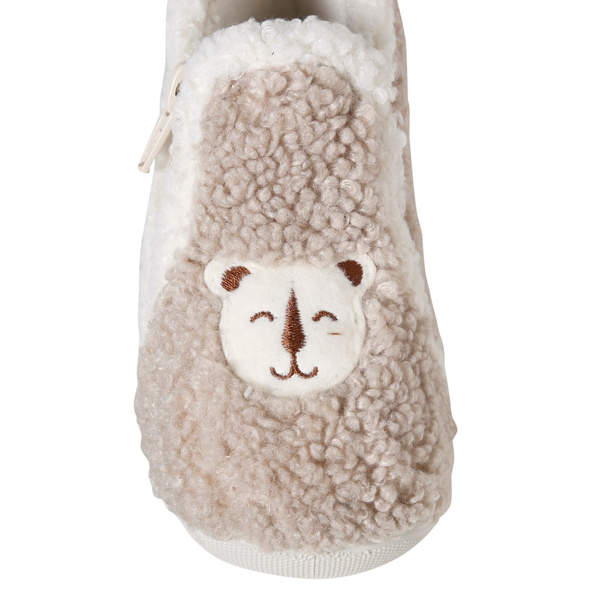 Chaussons textile moutonné fabriqués en France beige, VERTBAUDET