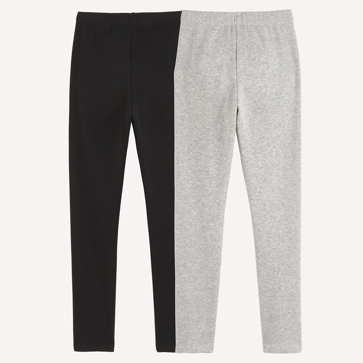 Lot de 2 leggings chauds en molleton noir + gris chiné, LA REDOUTE COLLECTIONS