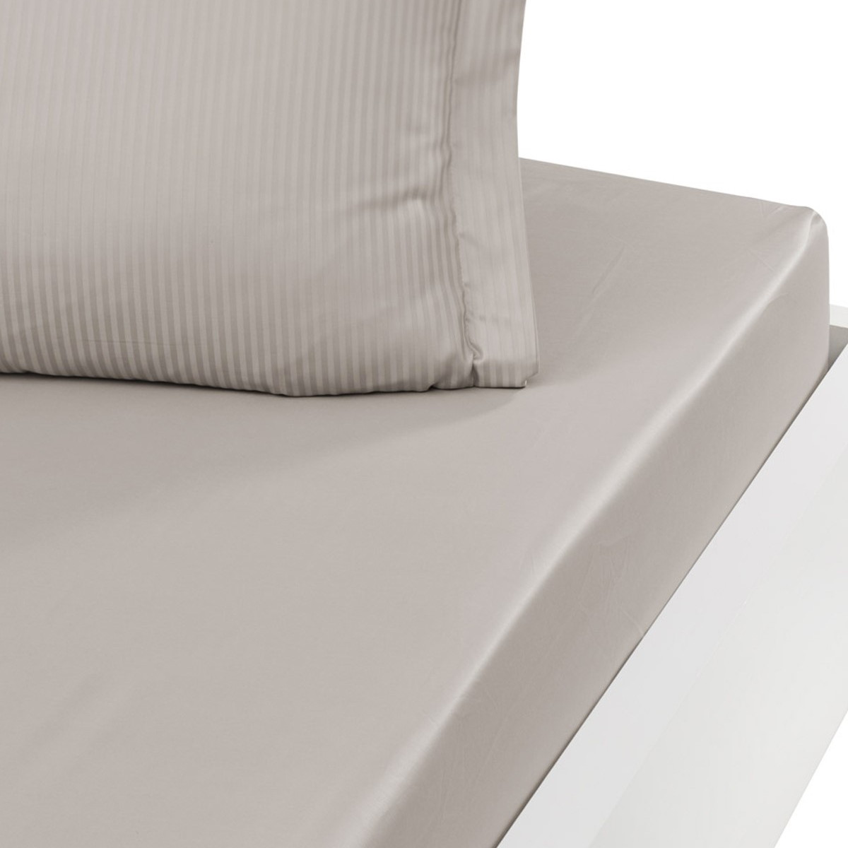 Drap housse uni satin de coton bonnet 30 cm VERSALUXE taupe, SENSEI MAISON