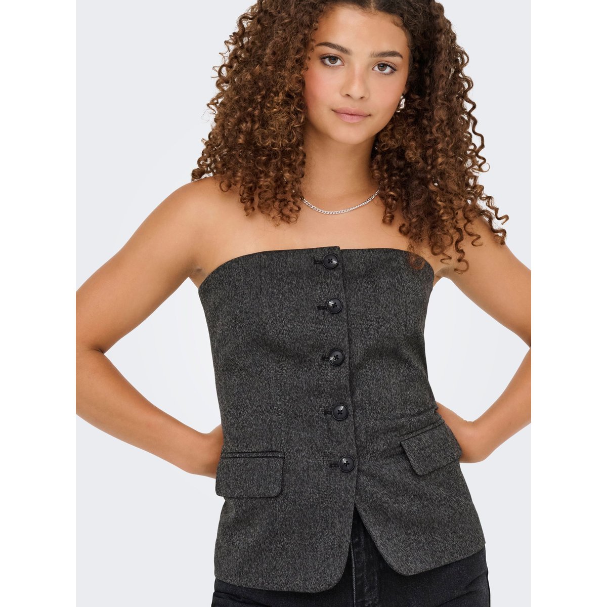 Top Bandeau dark grey melange, ONLY