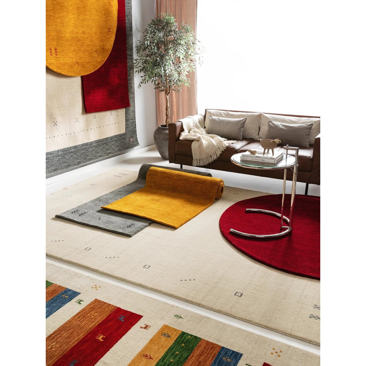 Tapis rond en laine tissé main JAMAL crème, BENUTA