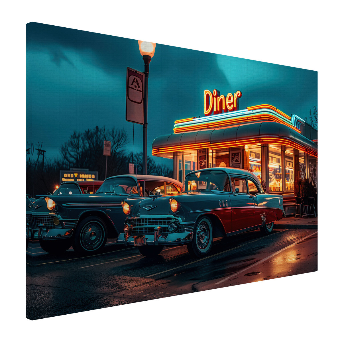 Tableau Sur Toile Diner Américain Rétro RÉTRO VINTAGE tableaux sur toile-bleu, CEANOTHE