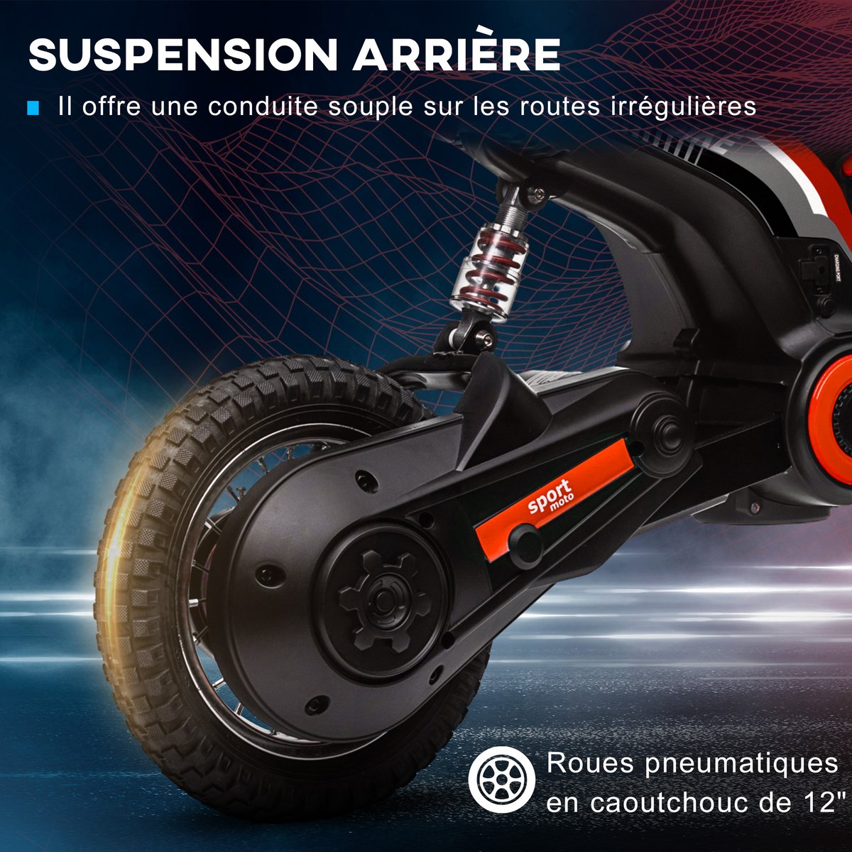 Moto électrique à conducteur assis PP Rouge rouge, HOMCOM