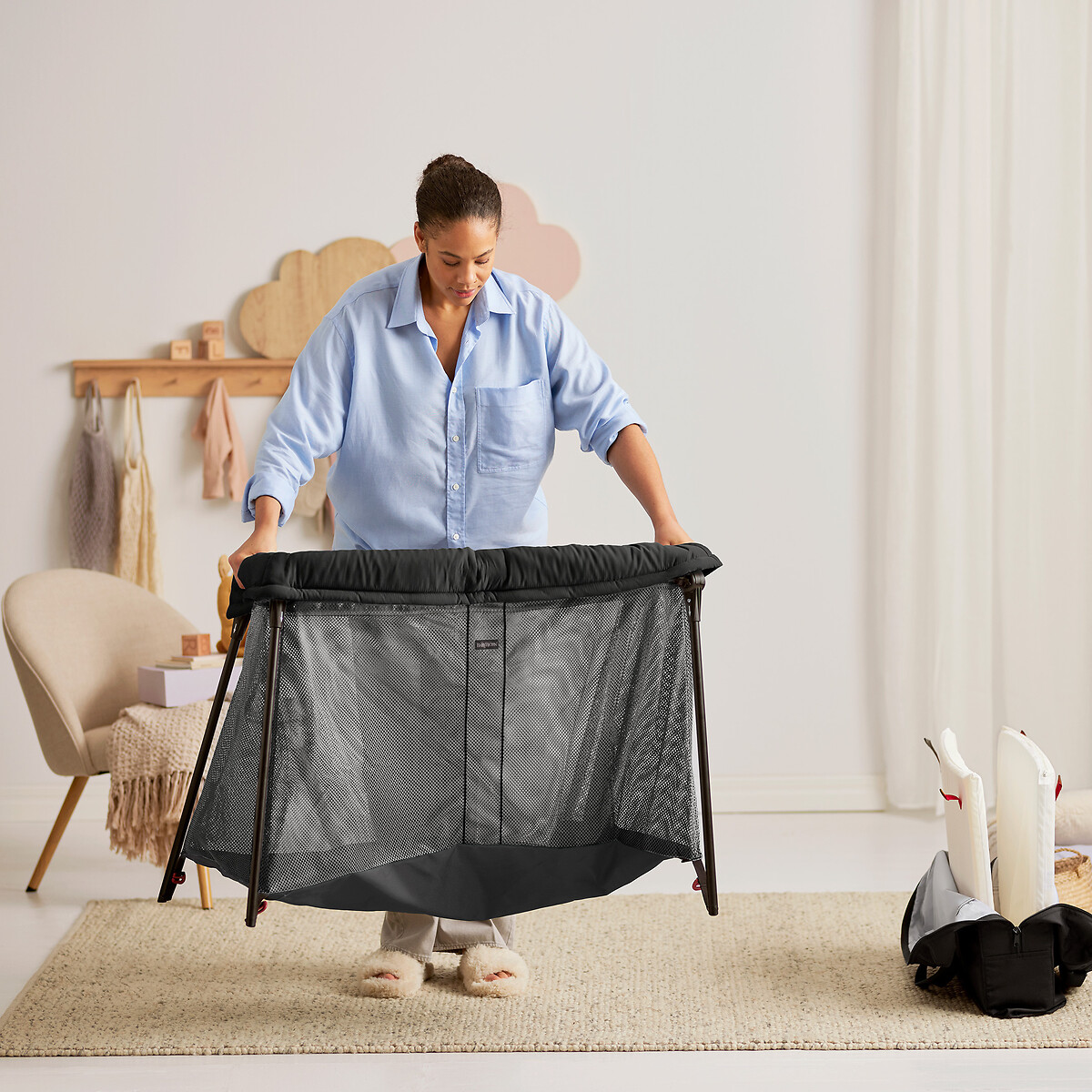 Cama de viagem leve preto , BABYBJORN