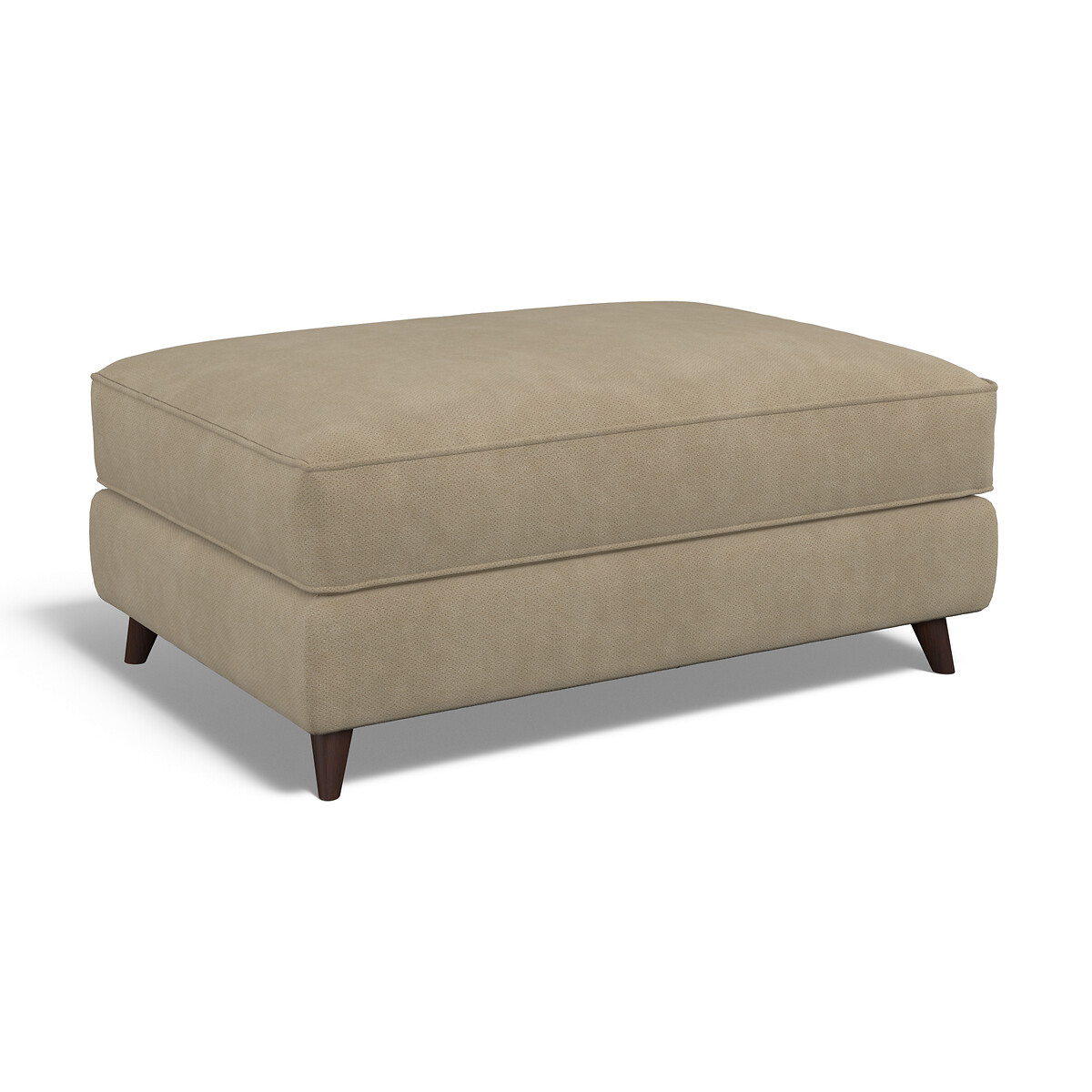 Amelia Soft Brushed Footstool with Dark Wood Legs linen, ÉDITÉ