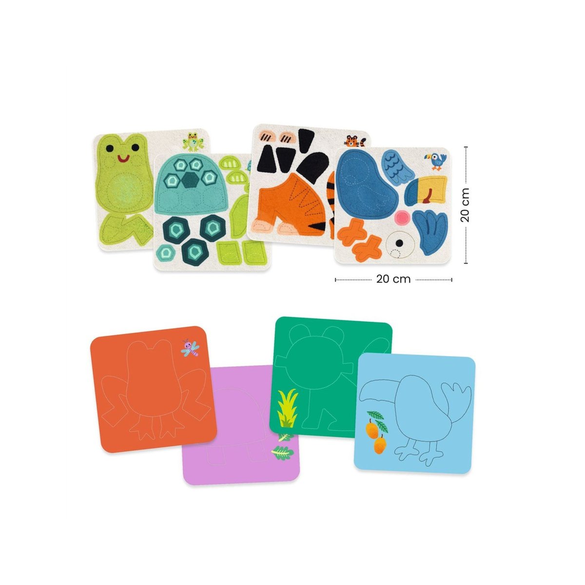 Tableaux de feutrine Animaux tout doux couleur unique, DJECO