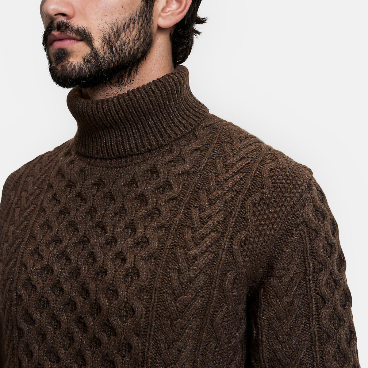 Pull col roulé maille torsadée, Signature GAUTHIER marron, LA REDOUTE COLLECTIONS