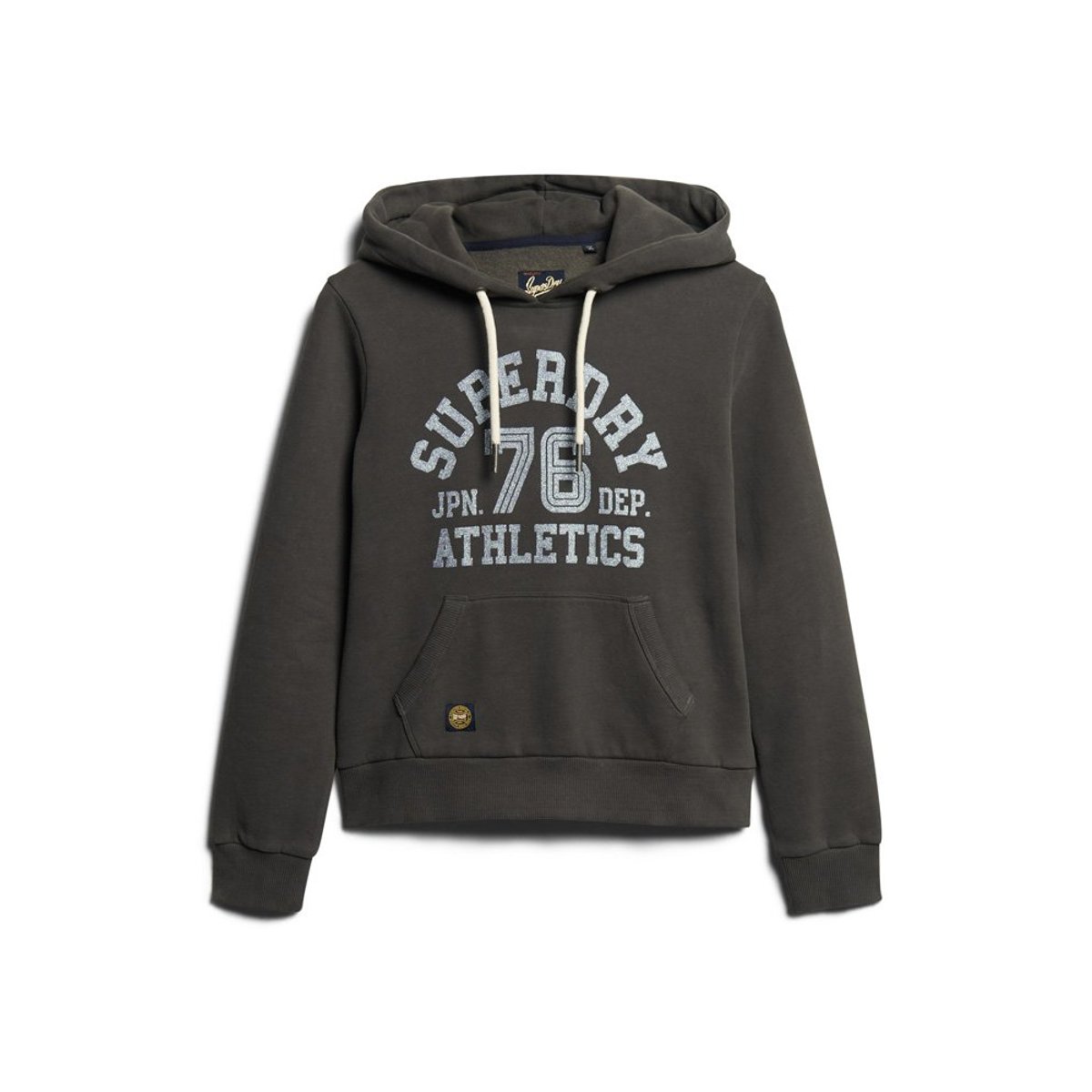 Sweat à capuche à motif Scripted College noir vintage, SUPERDRY