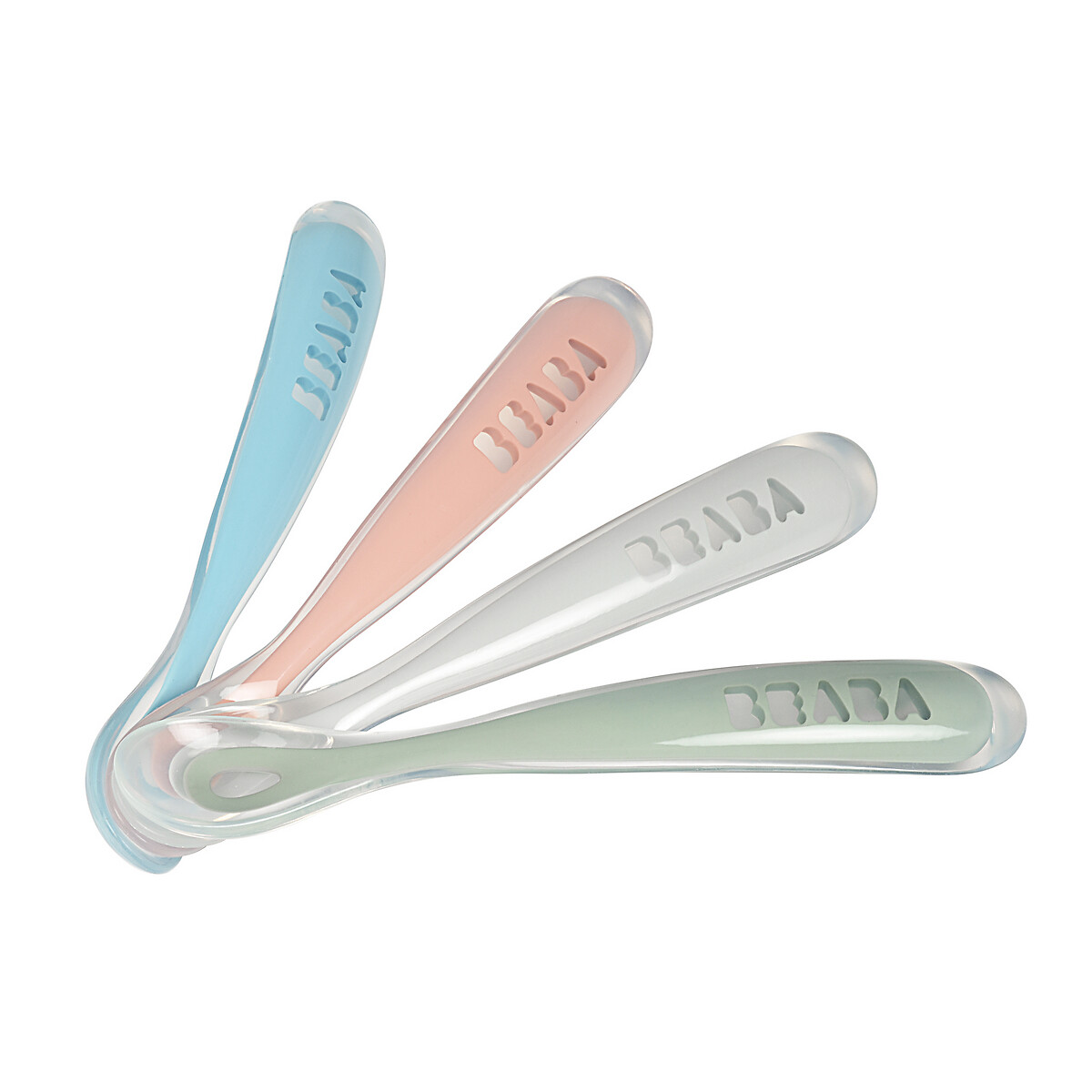 Lot de 4 cuillères 1er âge silicone multicolore, BEABA
