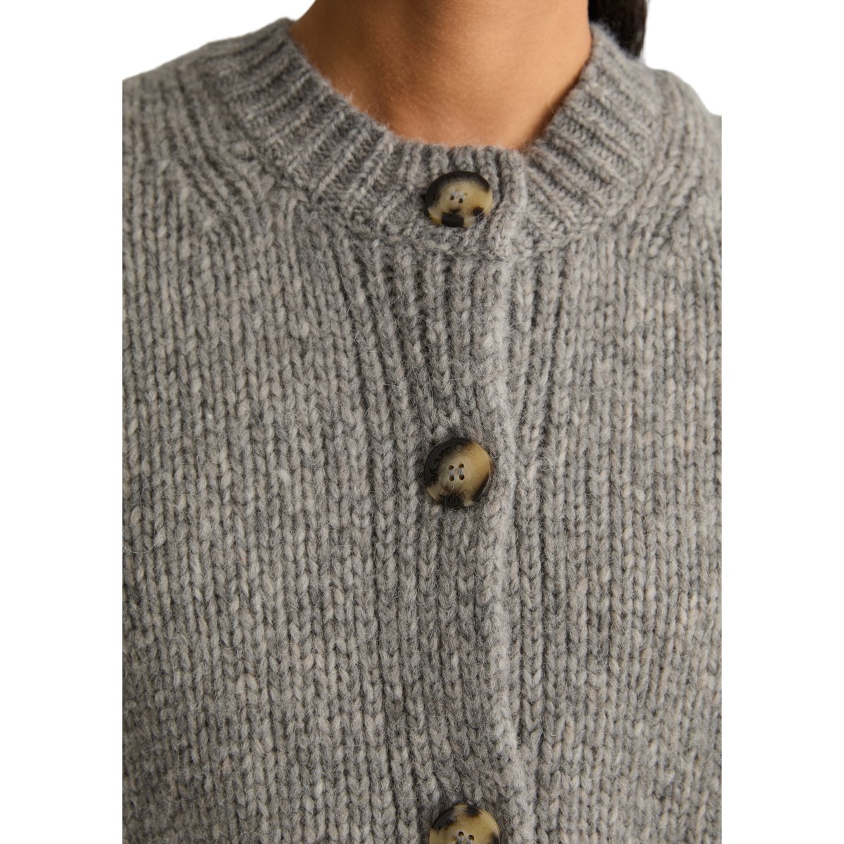 Cardigan ample en un mélange douillet de laine vierge et d'alpaga gris, MARC O’POLO DENIM