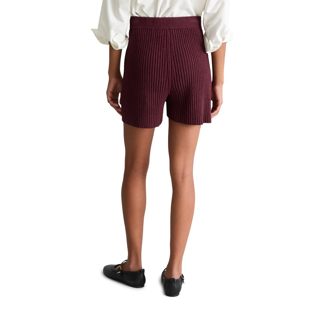 Short en tricot slim en mélange de coton organique côtelé rouge foncé, MARC O’POLO DENIM