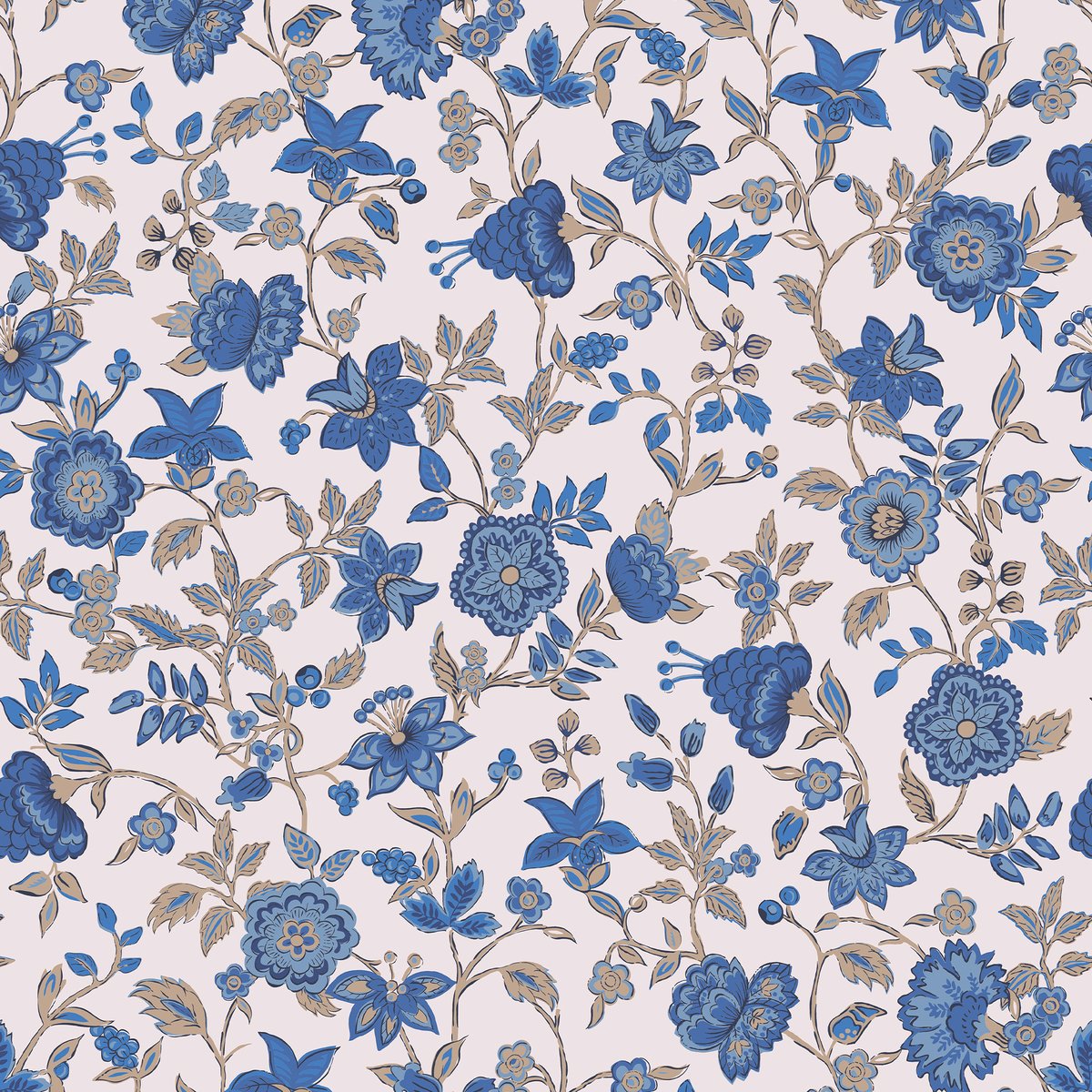 Papier peint Festival de fleurs bleu, JOULES