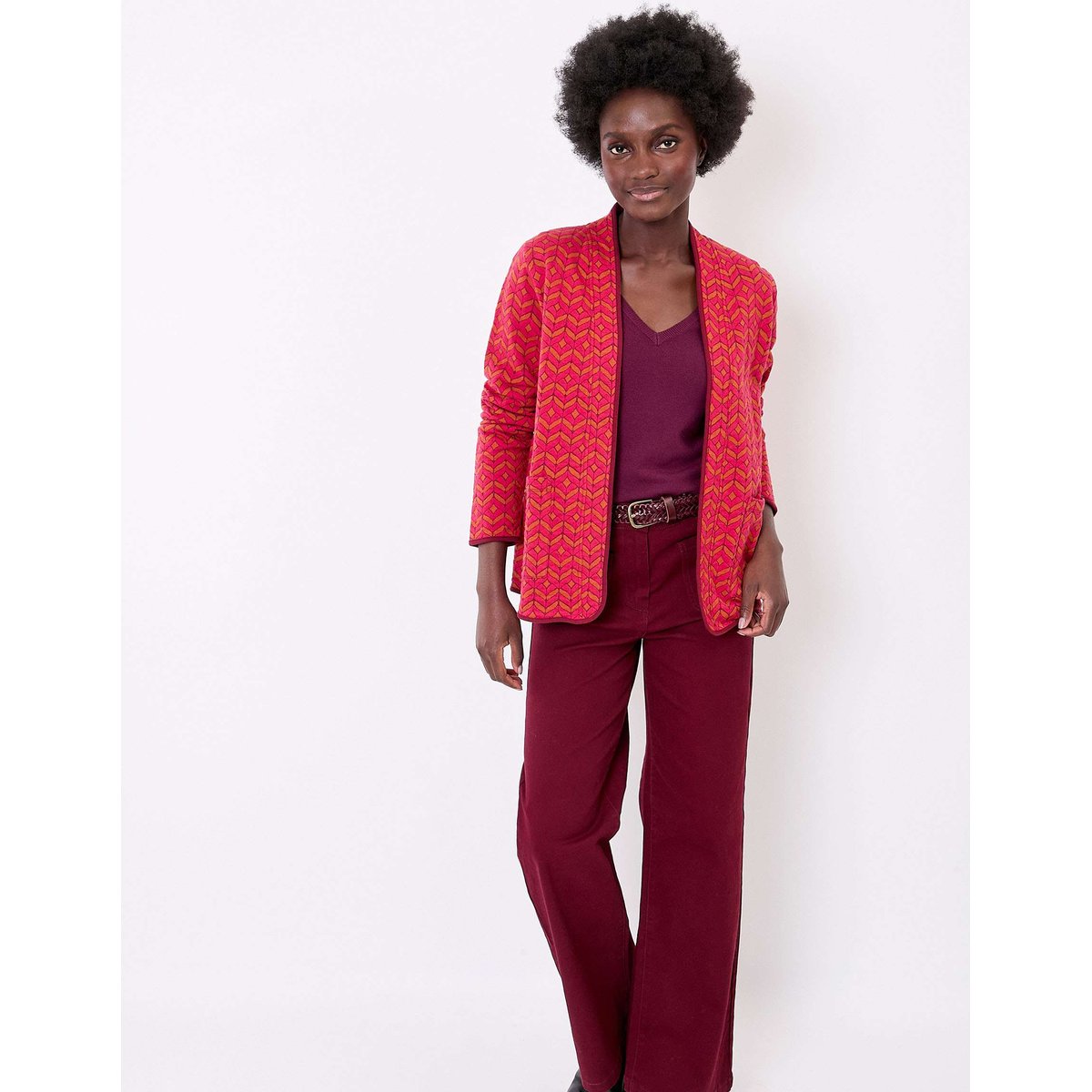 Gilet souple maille jacquard LEOTI rouge grenade leoti, LA FIANCÉE