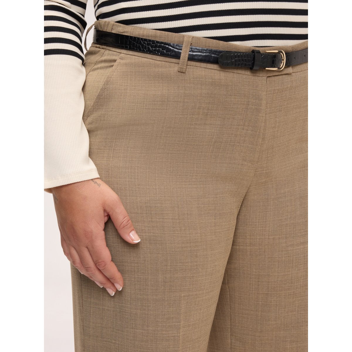 Pantalon Wide Leg avec ceinture beige, FIORELLA RUBINO
