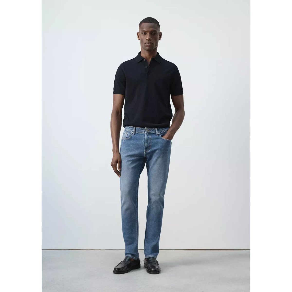 Jean Jan slim fit bleu moyen, MANGO MAN