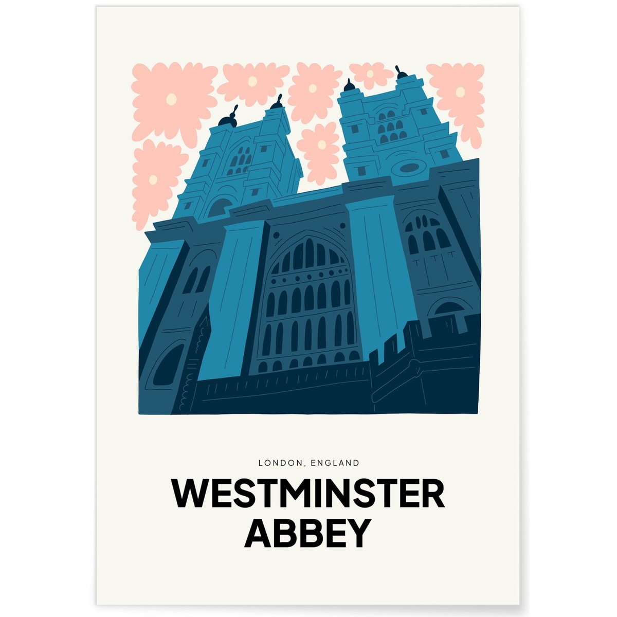 Affiche Londres Westminster Abbey blanc, L'AFFICHERIE