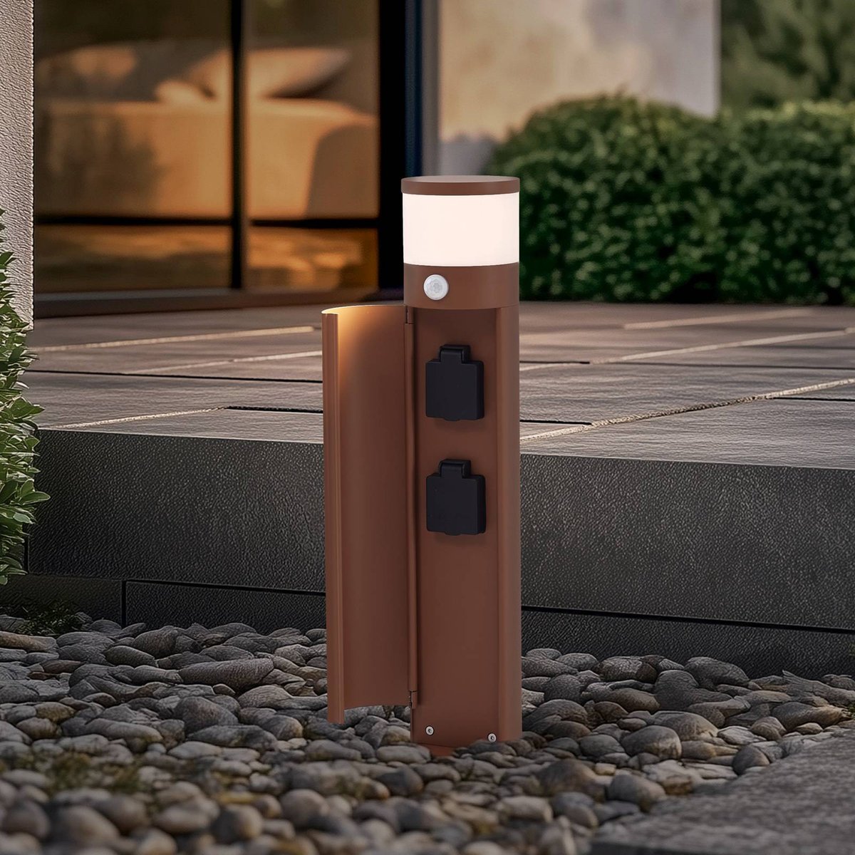 Luminaire extérieur en aluminium moderne couleur rouille, blanc, LUCANDE