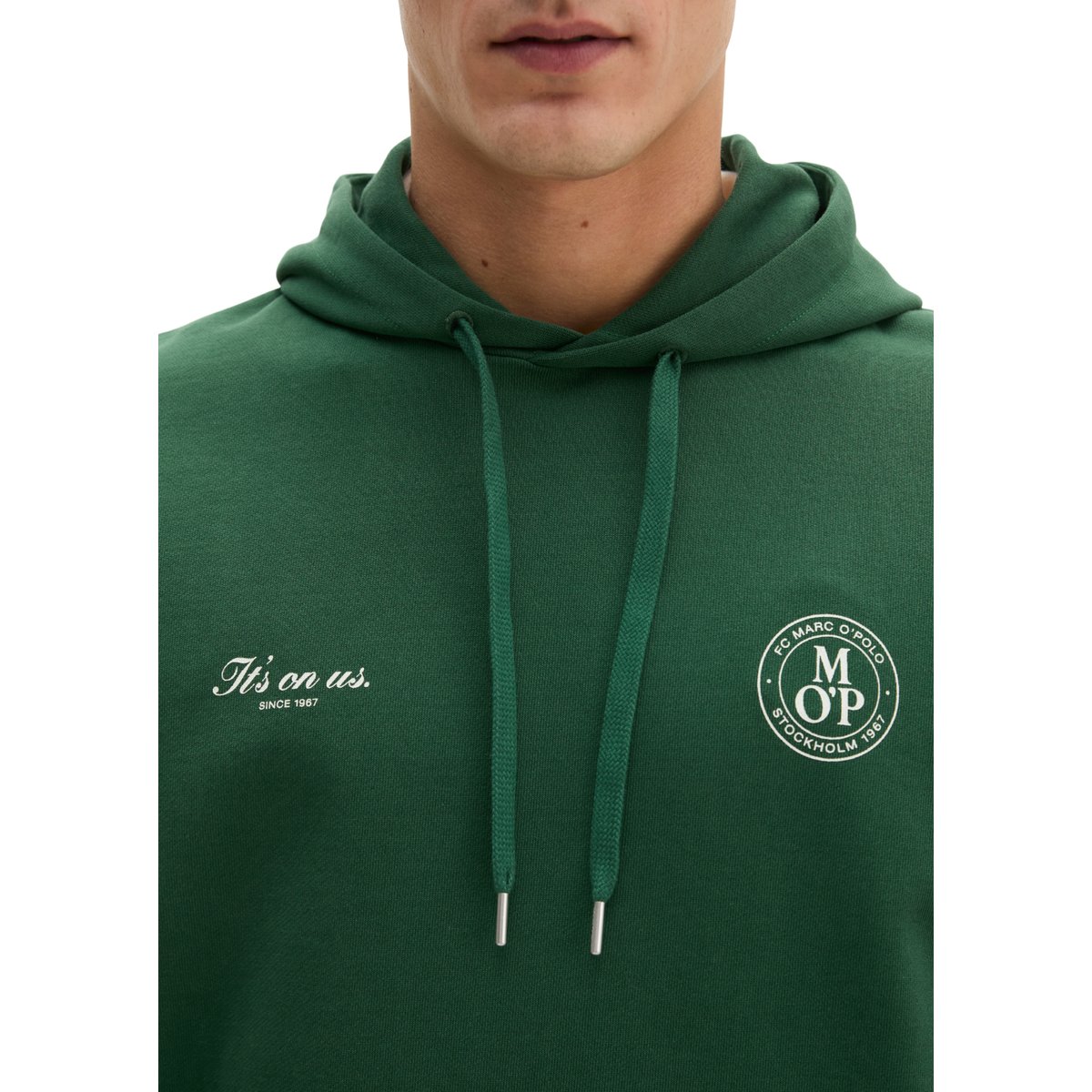 Sweat à capuche MOP Club '67 Football en pur coton bio vert, MARC O'POLO