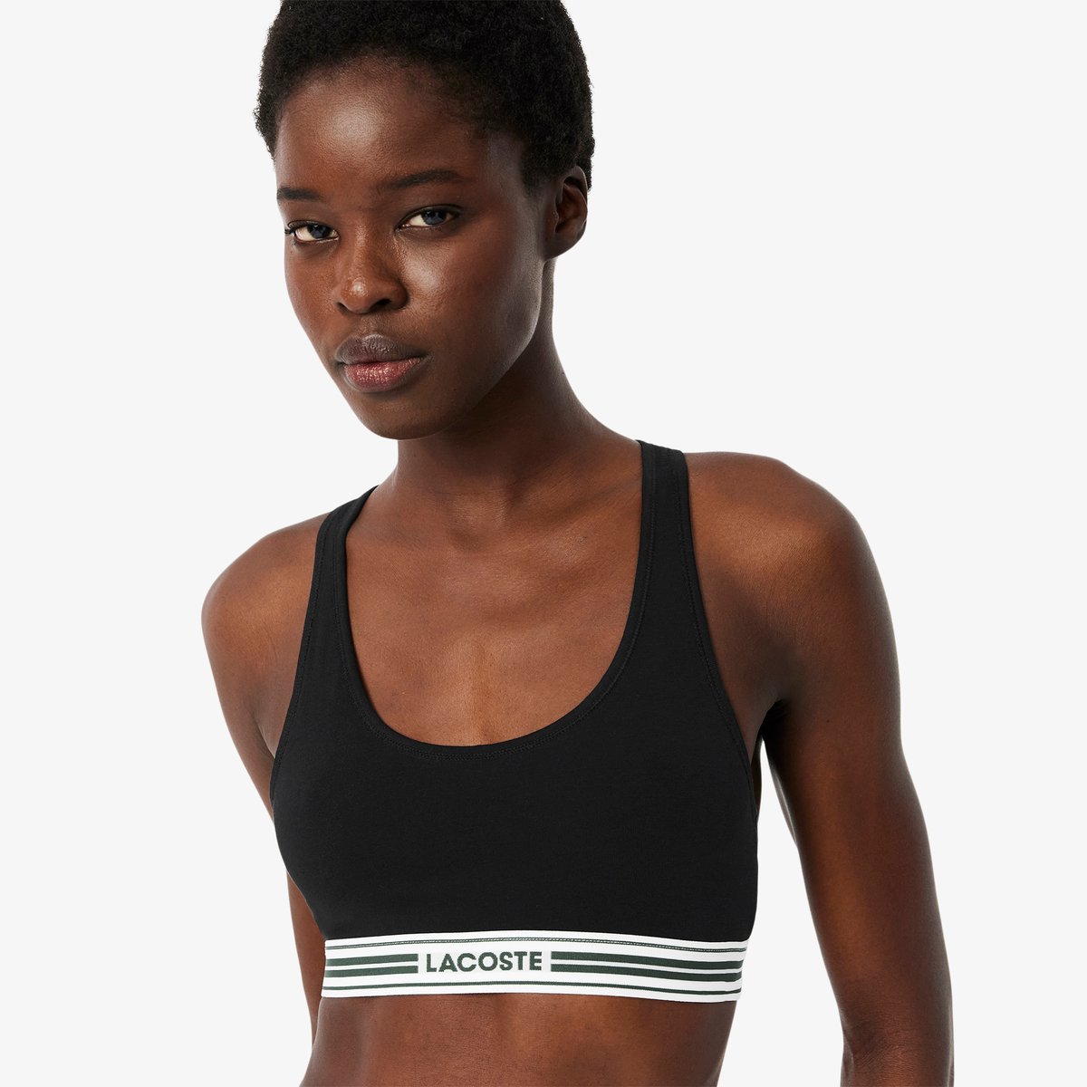 Brassière coton stretch bande contrastée noir-031, LACOSTE