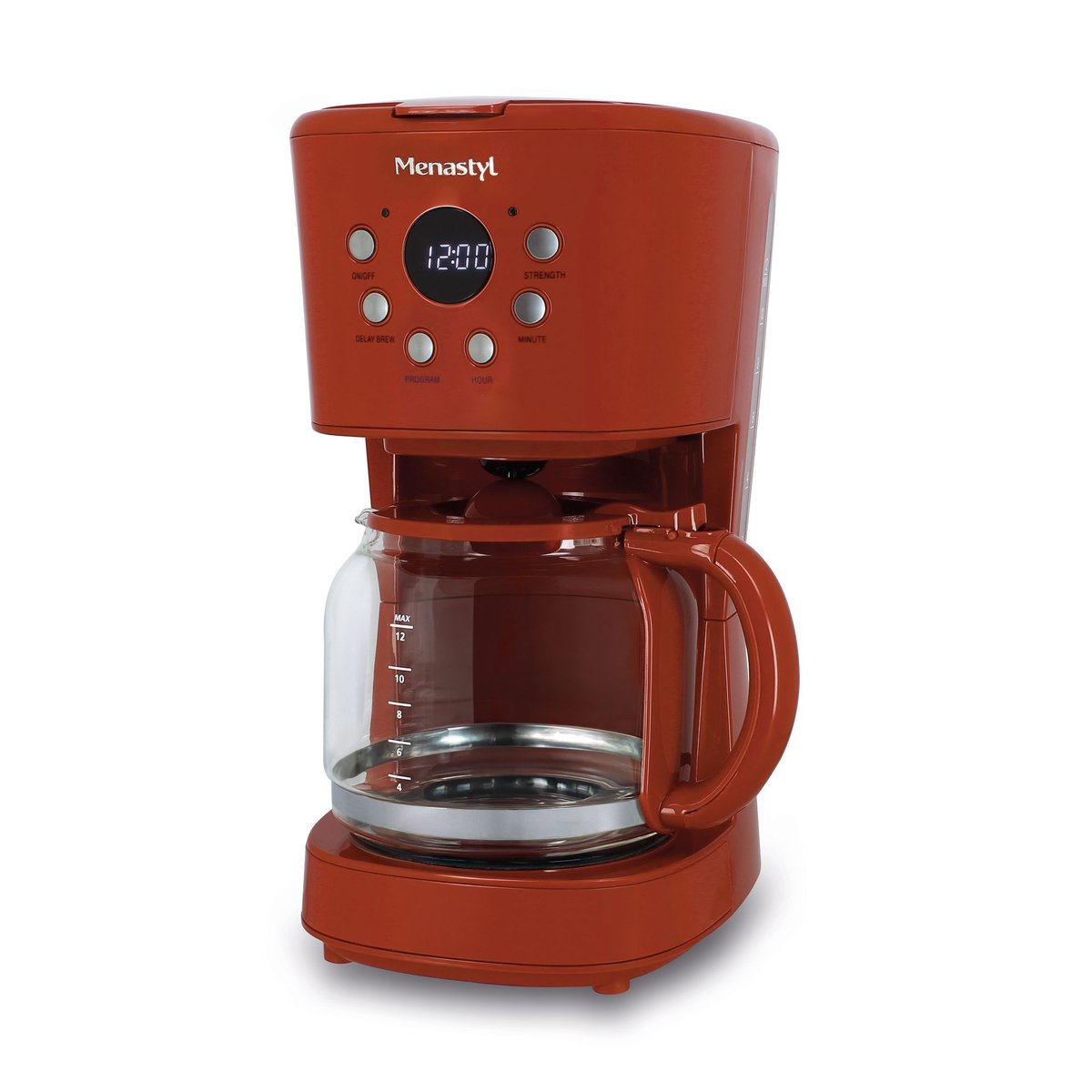 Cafetière filtre 1,5L 12 tasses, RETRO brique, MENASTYL