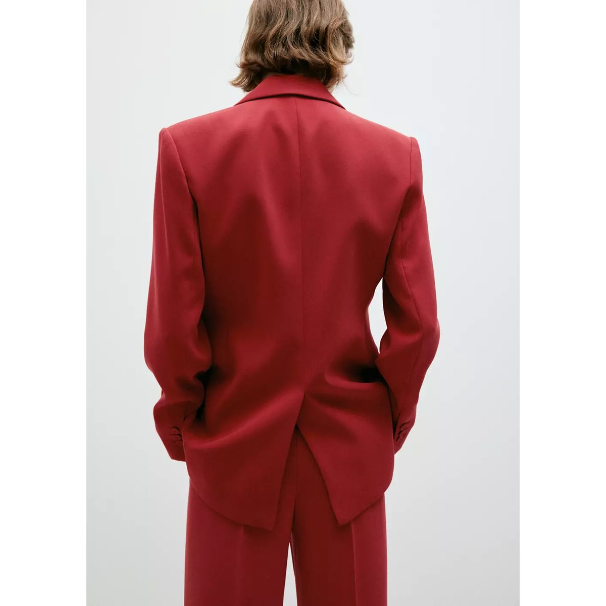 Blazer de costume croisé avec ceinture rouge, MANGO