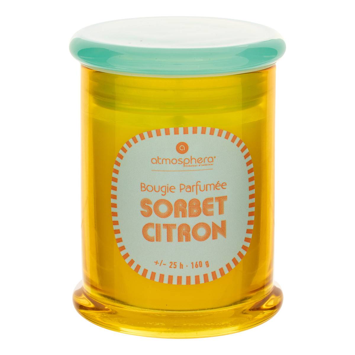 Bougie parfumée 160g pot en verre coloré SORBET rouge, ATMOSPHERA