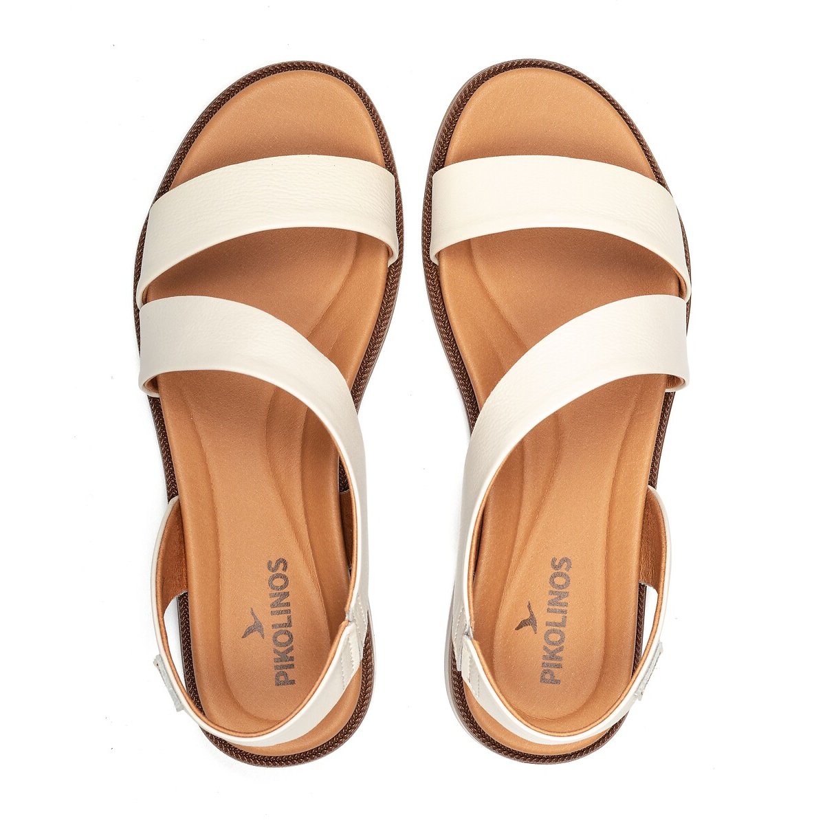 Nevia Flat Leather Sandals white, PIKOLINOS