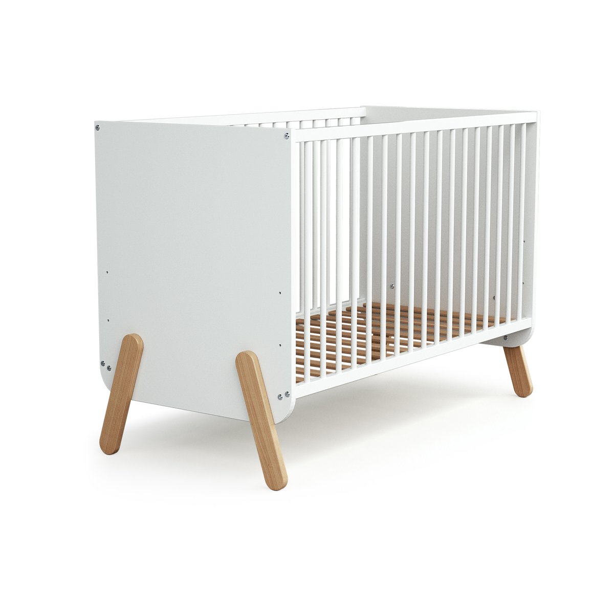 Lit bébé en bois PIRATE blanc et hêtre, WEBABY