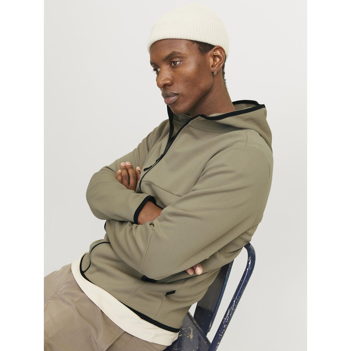 Sweat À Capuche Zippé silver sage, JACK & JONES