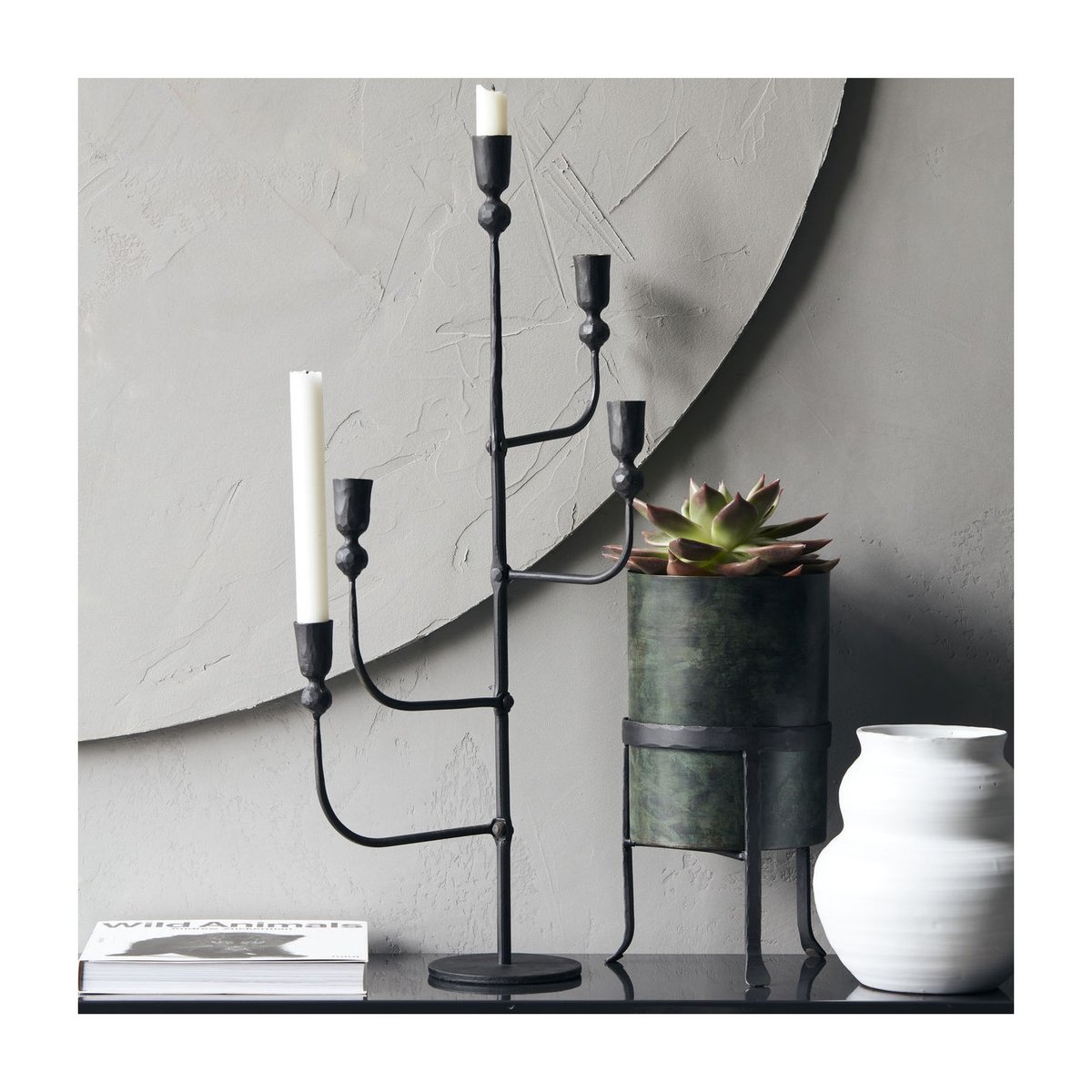 Bougeoir Ira h 61 cm noir antique, HOUSE DOCTOR