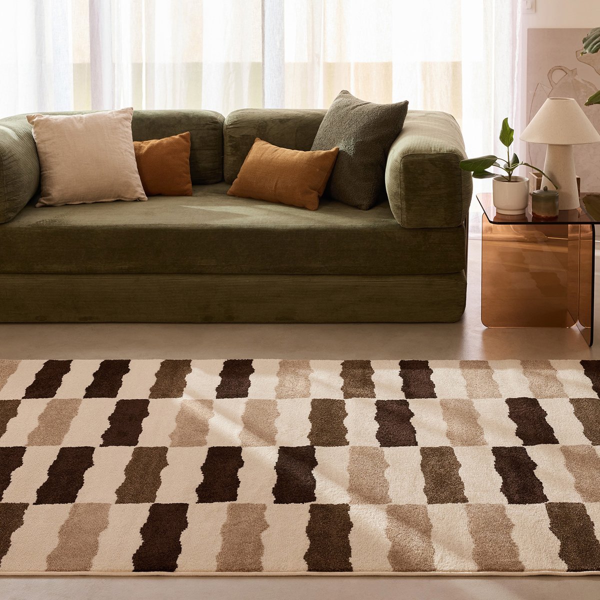 Tapis intérieur rayure retro SANTAL beige, NAZAR RUGS