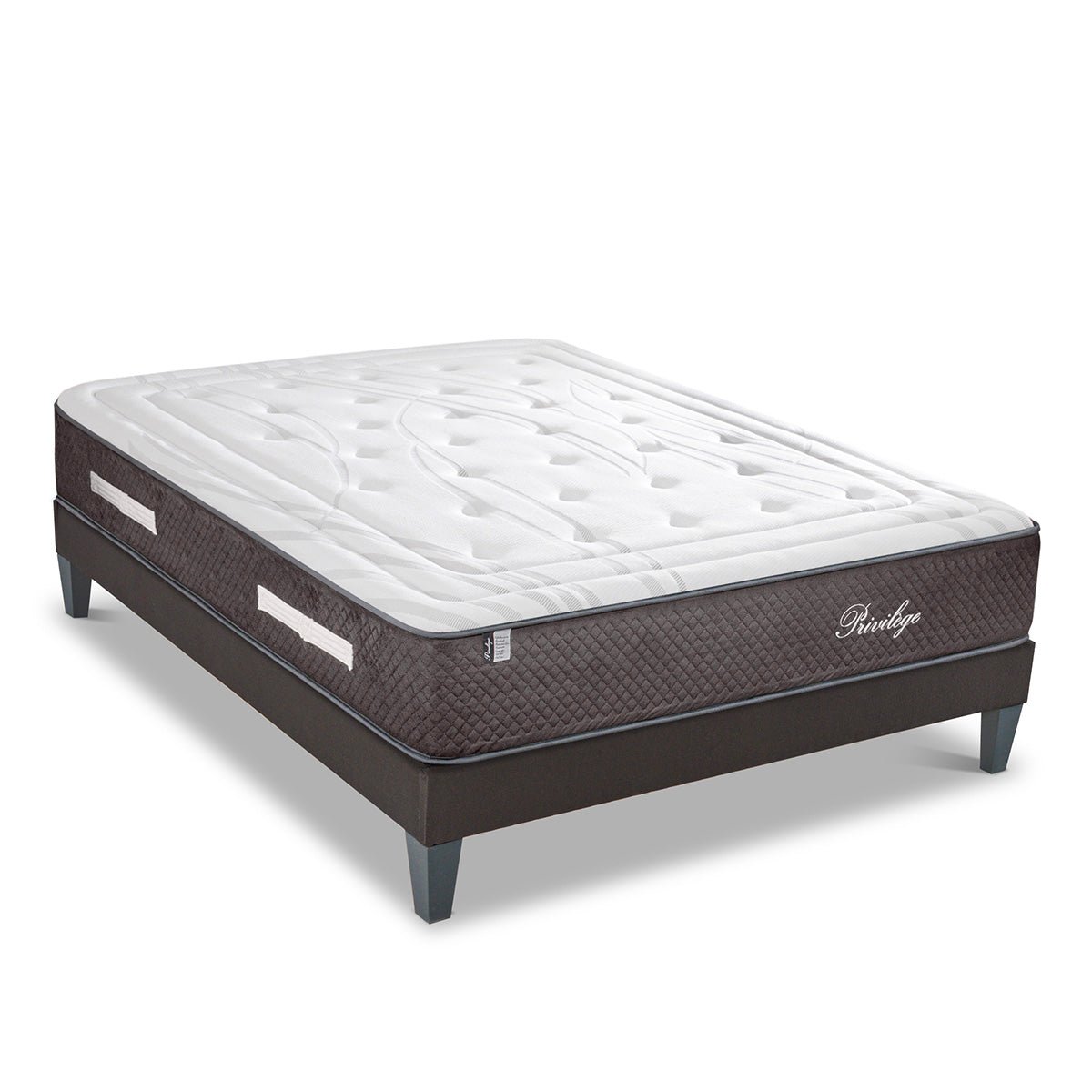 Ensemble Matelas Hybride PRIVILÈGE avec sommier blanc, BELLECOUR
