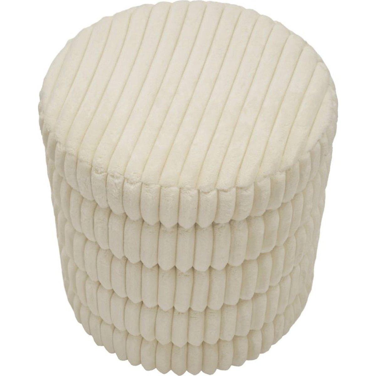 Pouf rond à bandes superposées MODERN blanc, RECOLLECTION