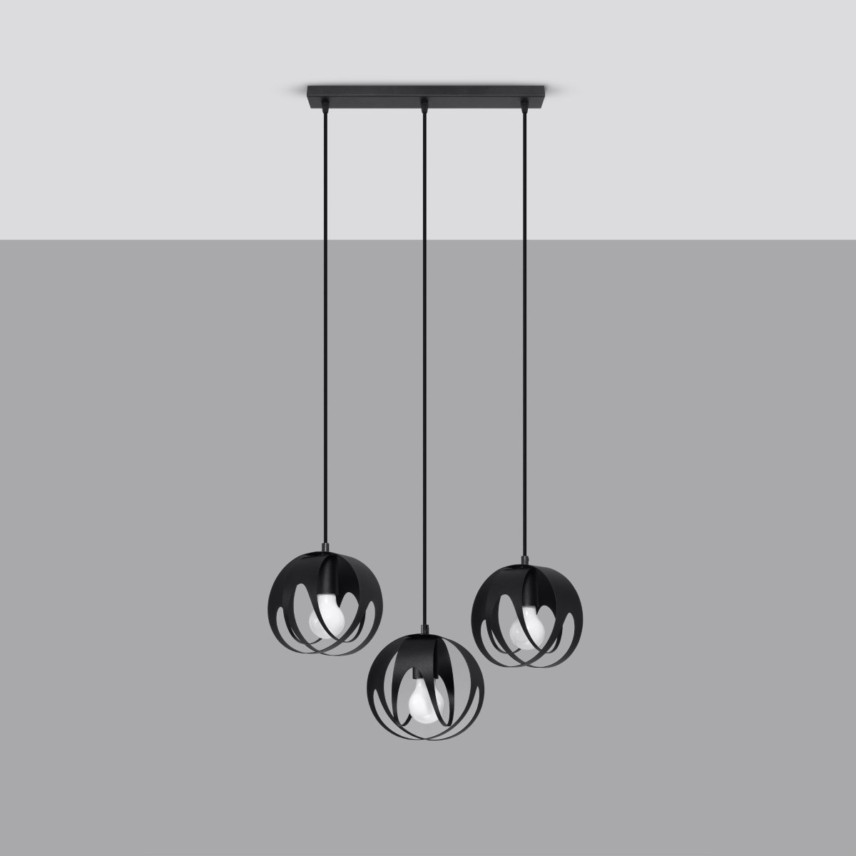 Suspension Acier Noir E27 3 Tulos Line noir, EDEN