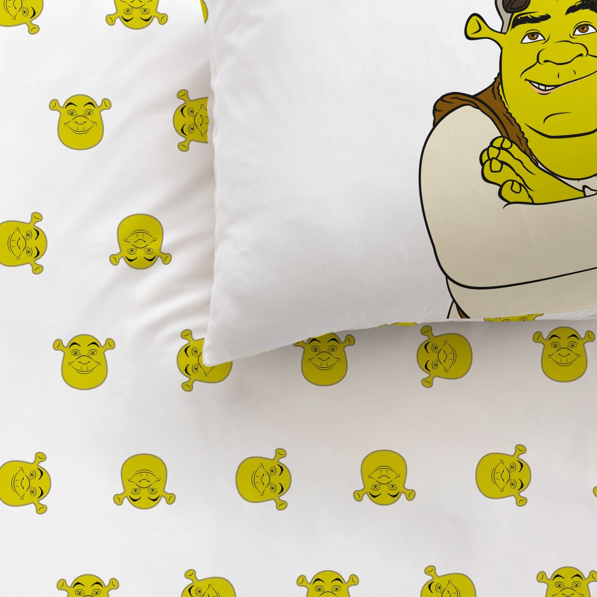 Parure de lit imprimée 100% coton, SHREK AMIS vert, OMYDREAM