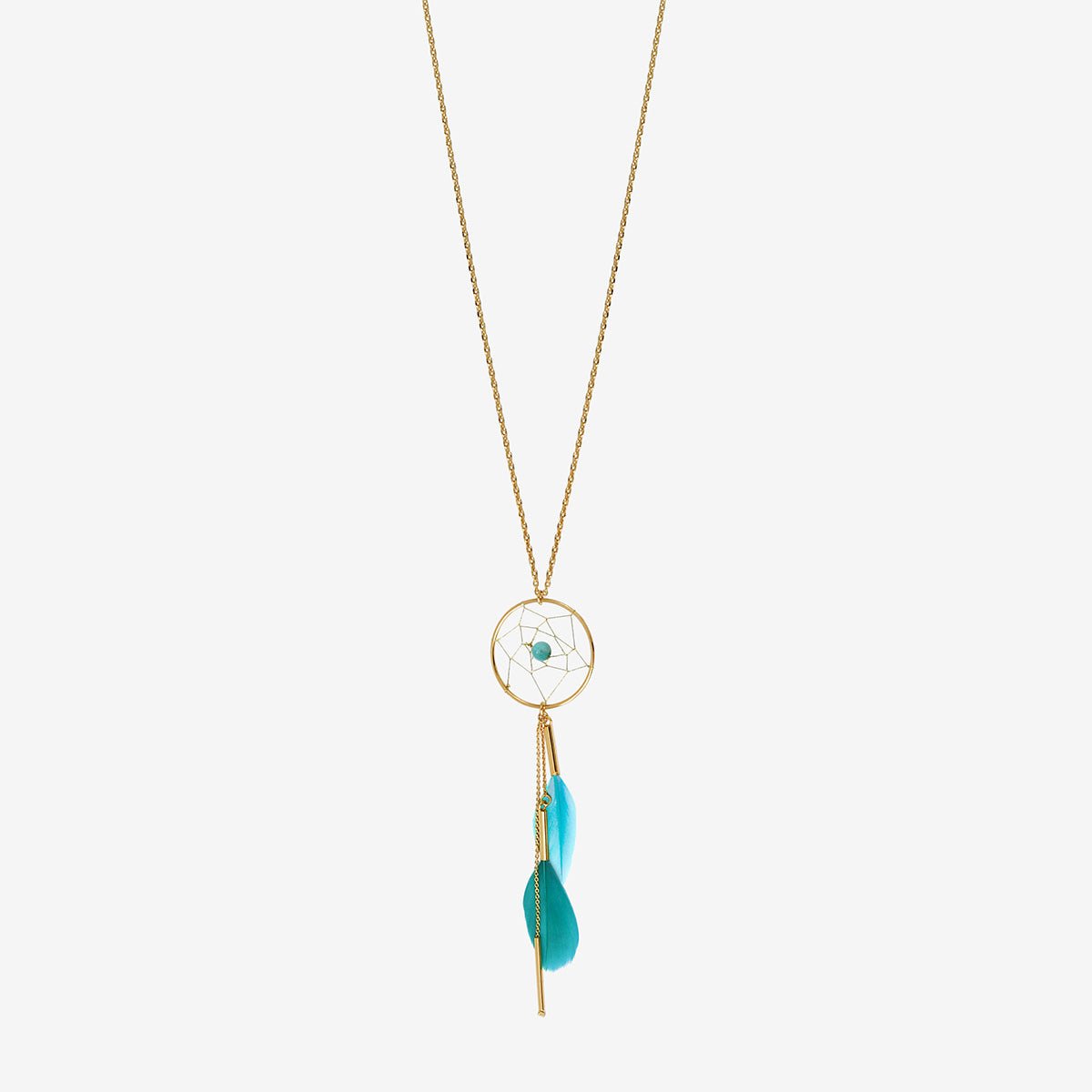 Collier sautoir doré - dream catcher bleu, CAROLINE NAJMAN