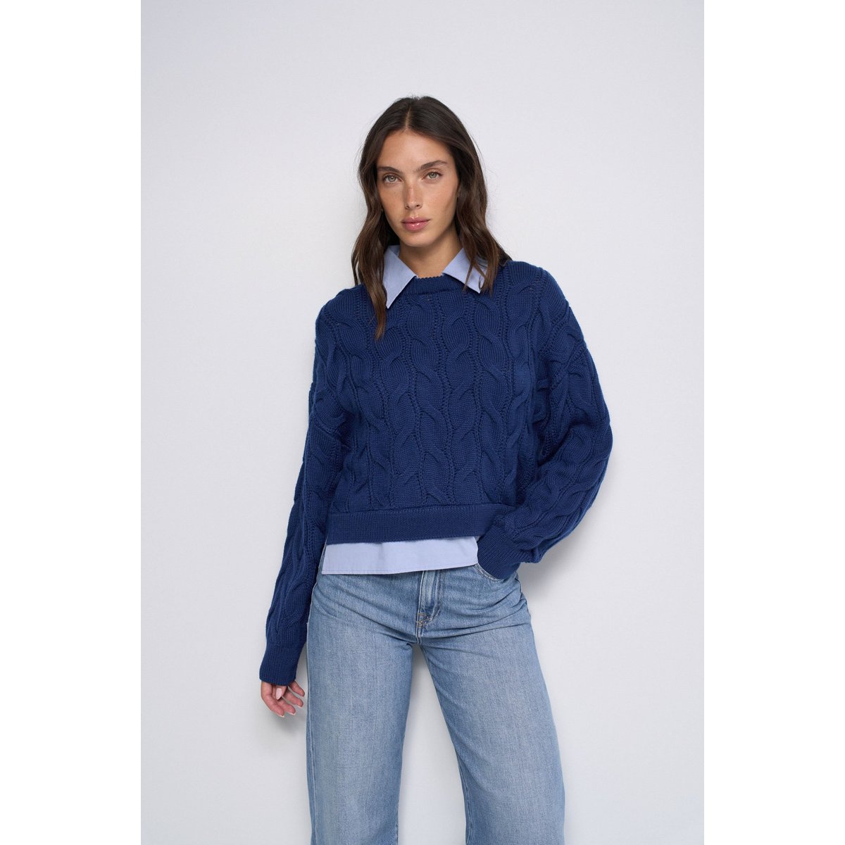 PULL COMBINÉ AVEC CHEMISE bleu, SALSA JEANS
