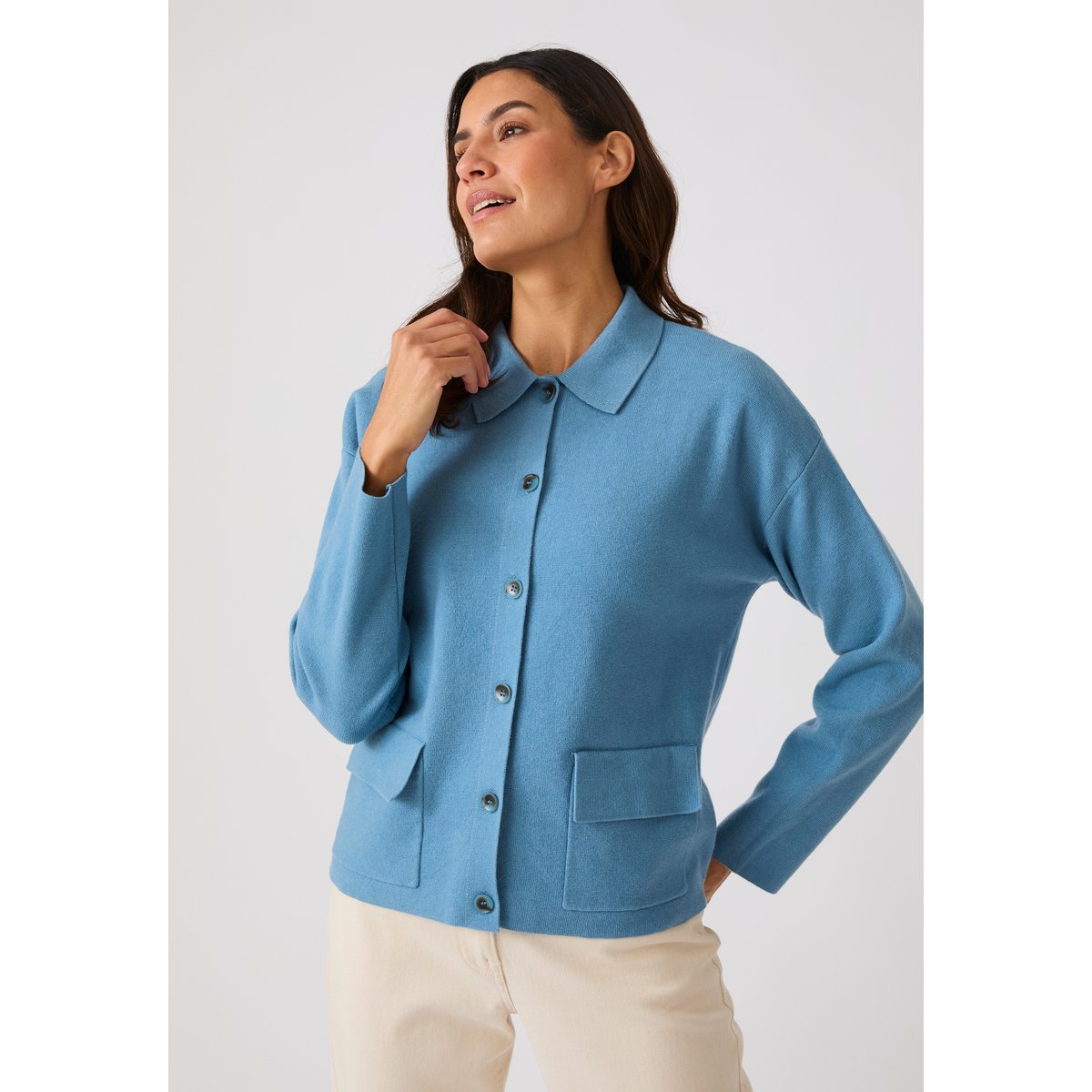 Cardigan col polo Thermolactyl bleu, DAMART