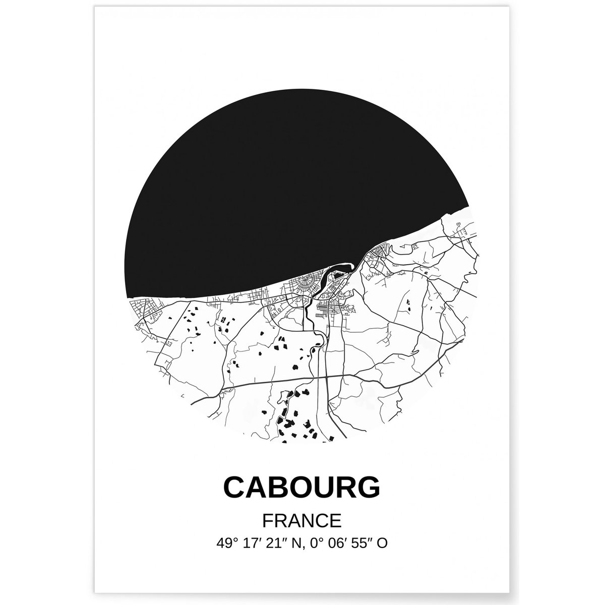 Affiche Carte Cabourg blanc, L'AFFICHERIE