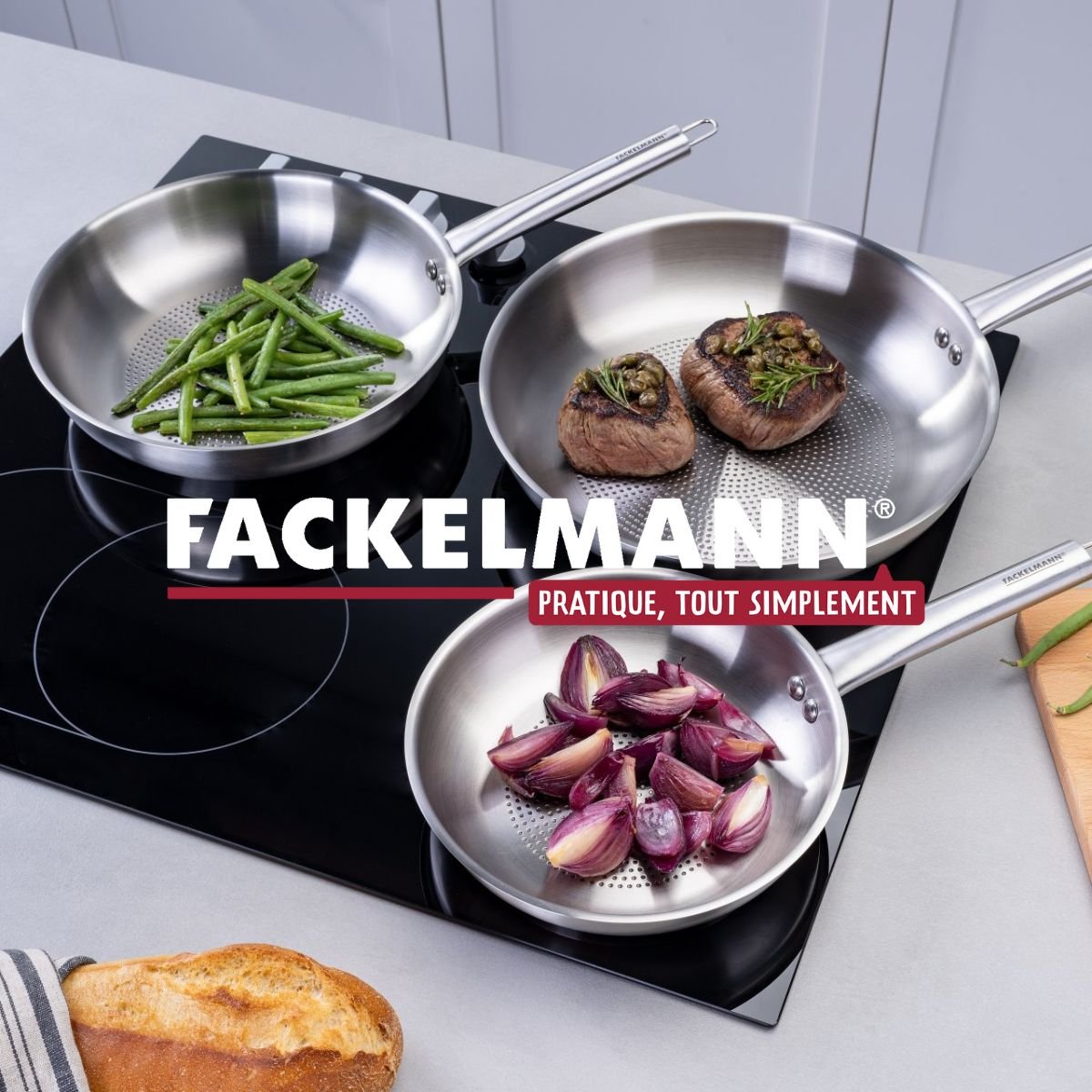 Poêle 28 cm en inox 18/8 OVALGRIFF inox, FACKELMANN