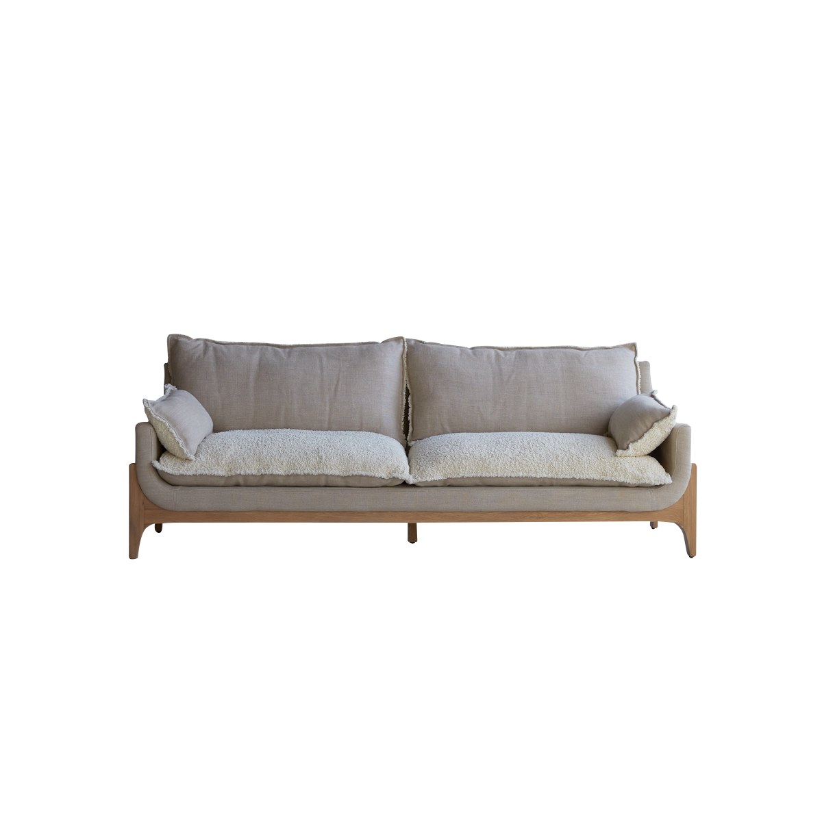 Canapé droit en Tissu massif, WOODNEST beige, TIKAMOON