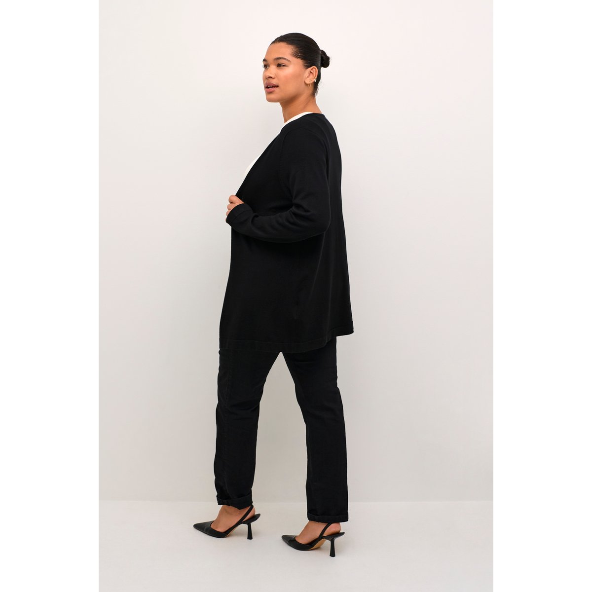 Cardigan à tricot noir black deep, KAFFE CURVE