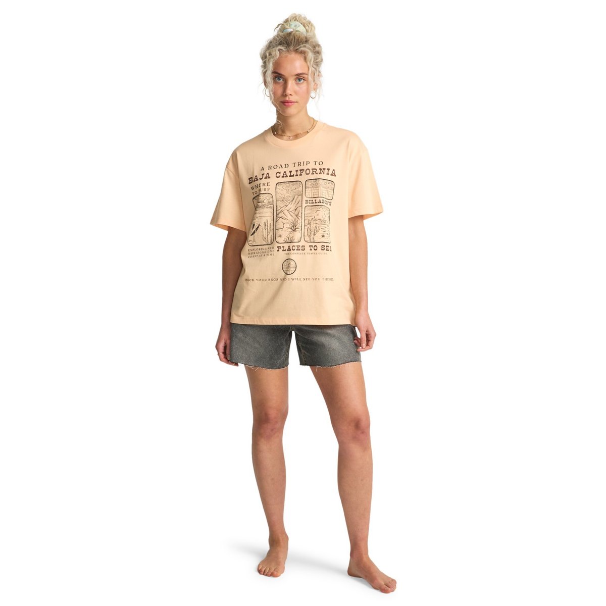 T shirt manches courtes FLYING TO THE MOON orange soft peach, BILLABONG