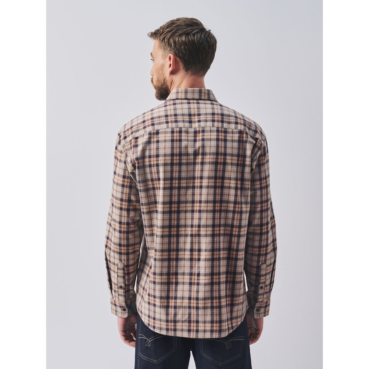 Chemise à manches longues et carreaux beige avoine, NEXT