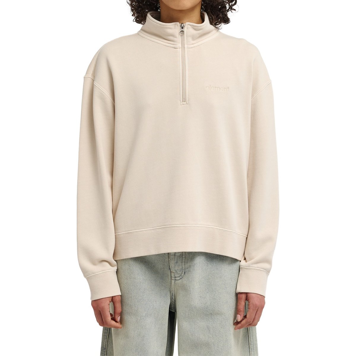 Sweat demi-zip LOWCASE beige oat milk, ELEMENT