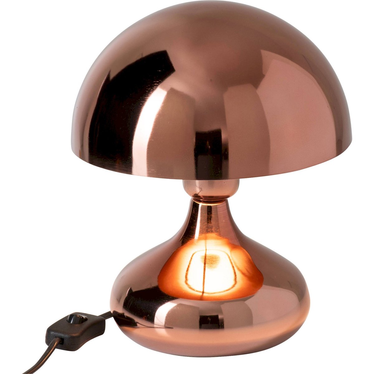 Lampe de table ronde en métal cuivre brillant, RECOLLECTION