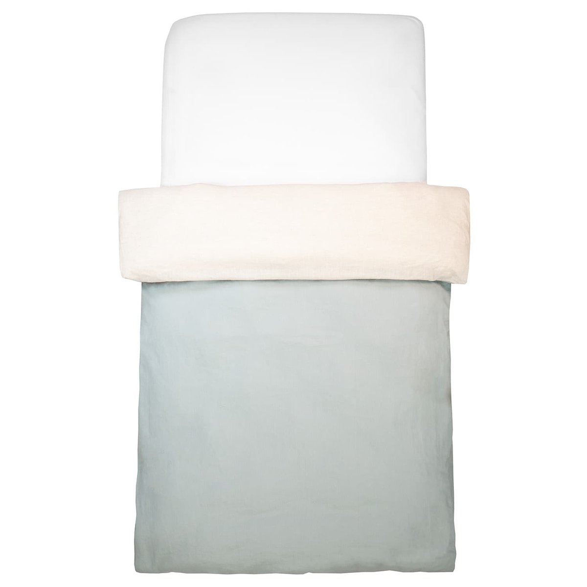 Housse de couette réversible en lin lavé LIN LINO vert de gris, SEVIRA KIDS