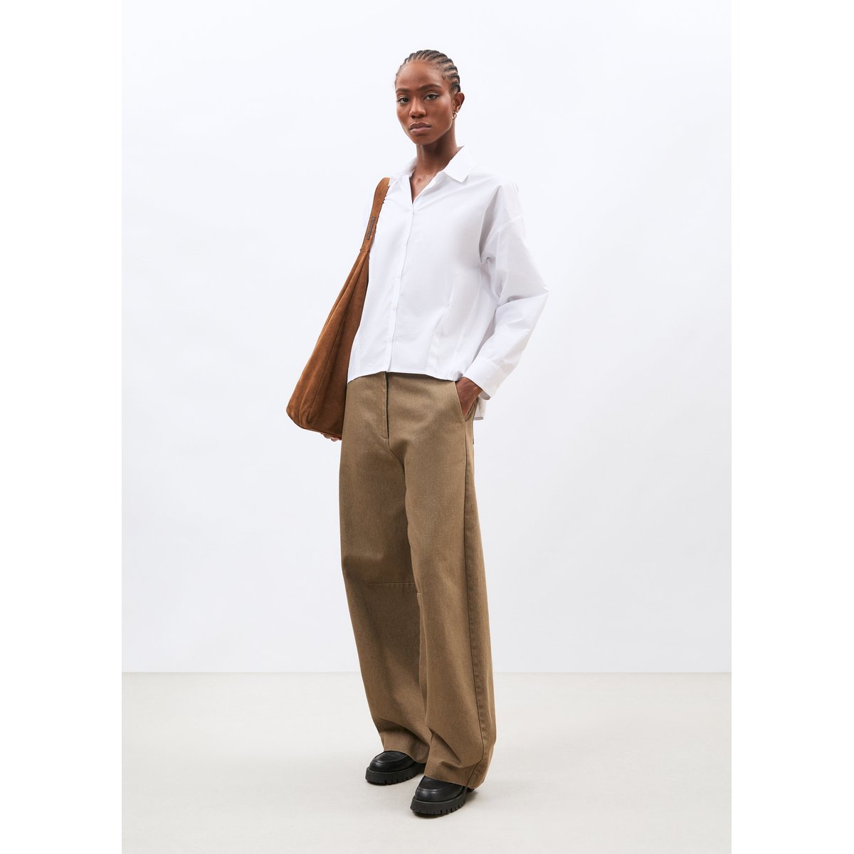 Chemise manches longues en popeline de coton blanc, HUMILITY
