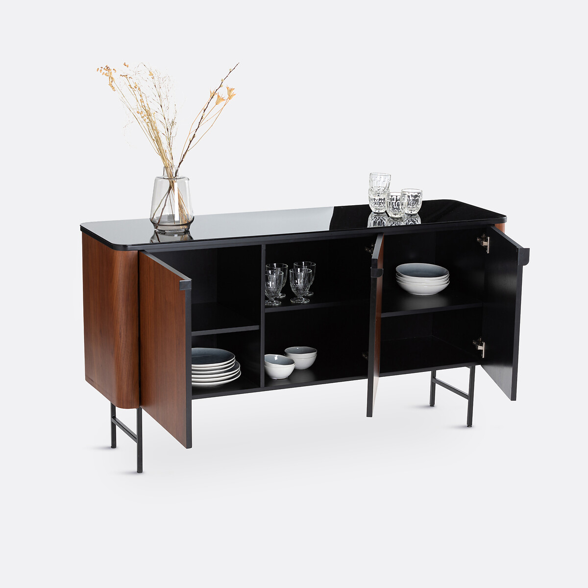 Sideboard Helina mit 3 Türen, Nussbaumfurnier nussholz, LA REDOUTE INTERIEURS