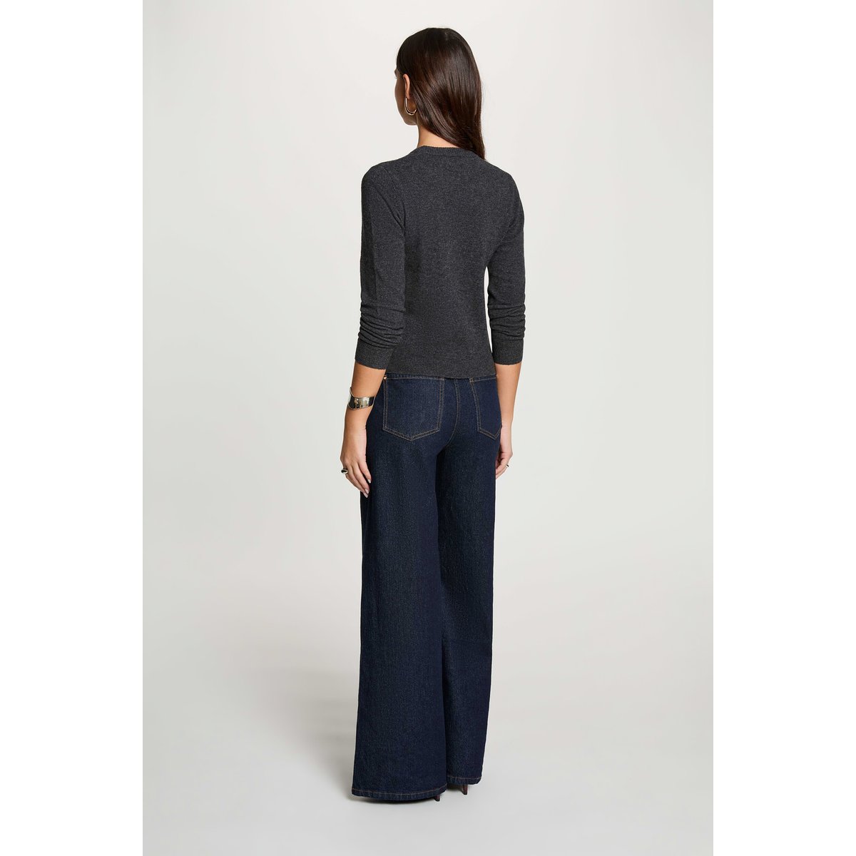 Pull col rond boucle gris foncé, MORGAN